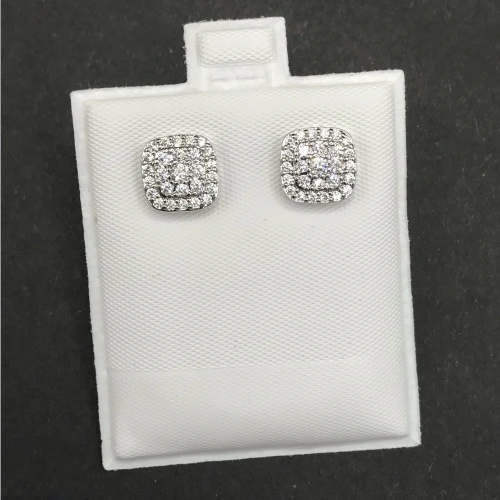 925 Sterling Silver 0.90CT MOISSANITE Square Stud Push Back Earrings